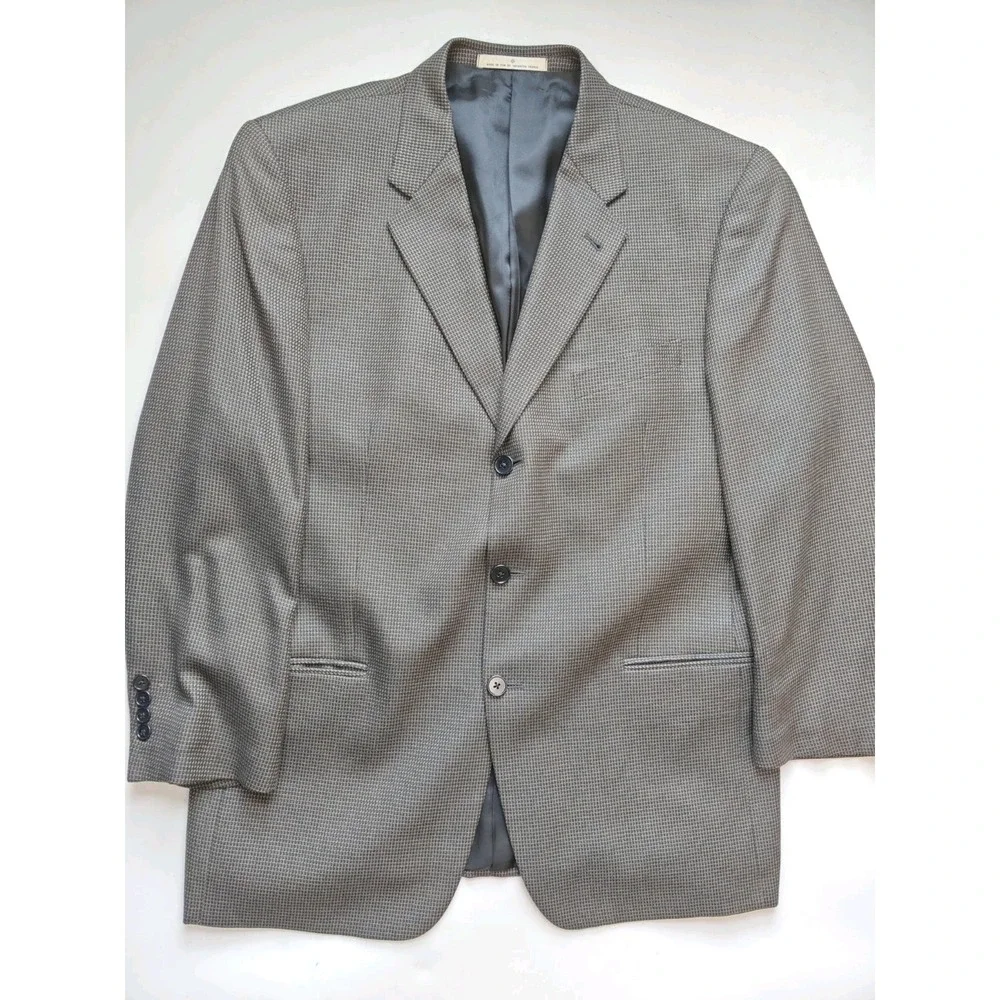 Joseph Abboud Mens Sports Coat 42R Black Gold Geometric Made in USA 3 Button